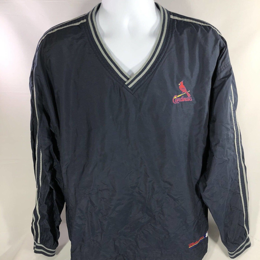 VTG St. Louis Cardinals Budweiser V-Neck Pullover Windbreaker L 90s King Louie